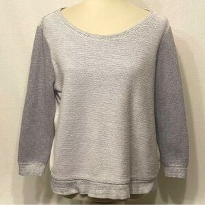 American Eagle Gray Long Sleeve Knit Top Size Large Layered Back Detail